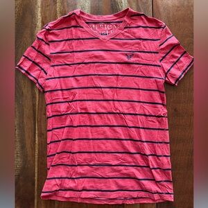 American Eagle Outfitters Red and Black Striped Tee